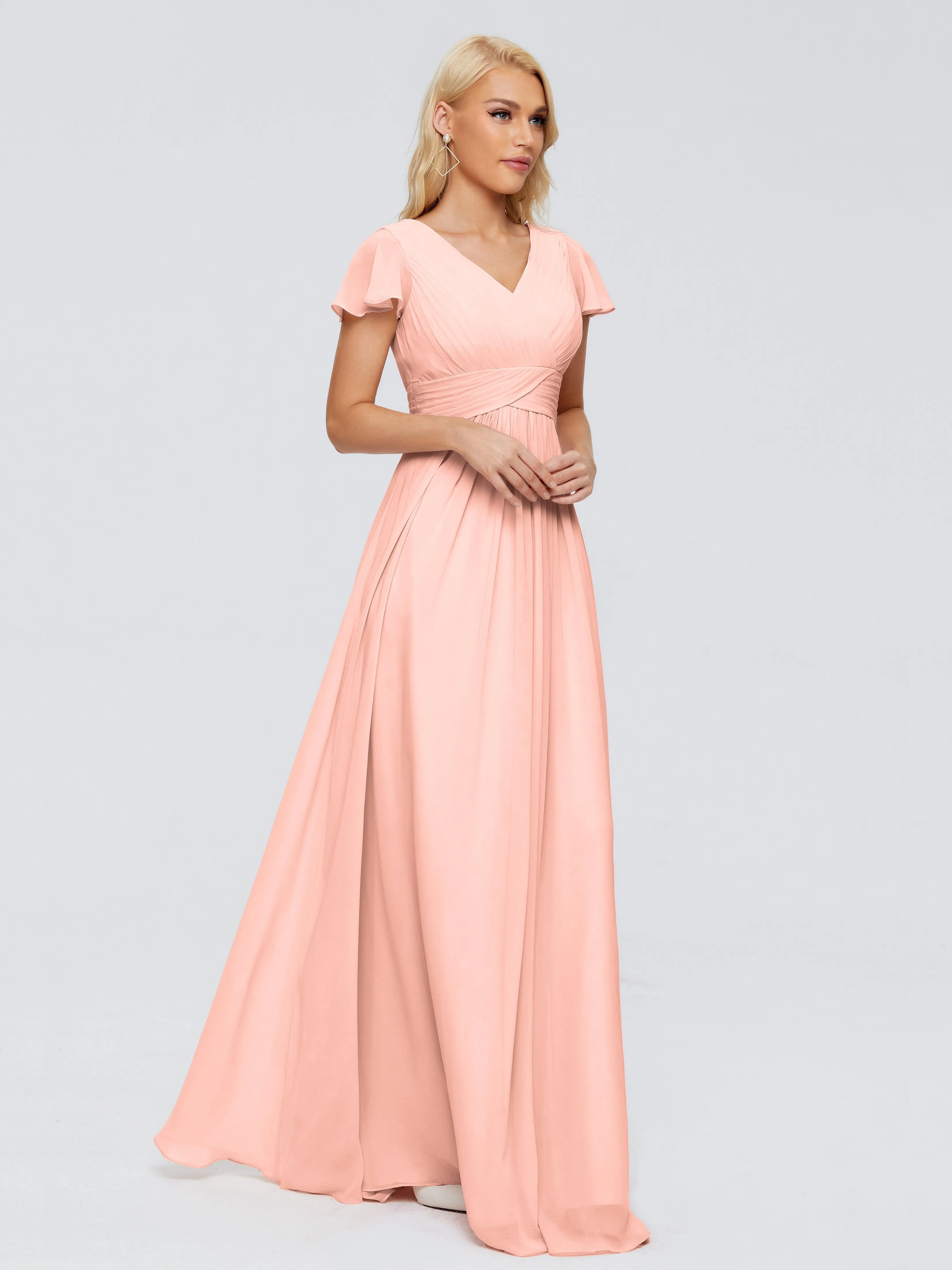 Charlie Cap Sleeves Elegant Chiffon Bridesmaid Dresses