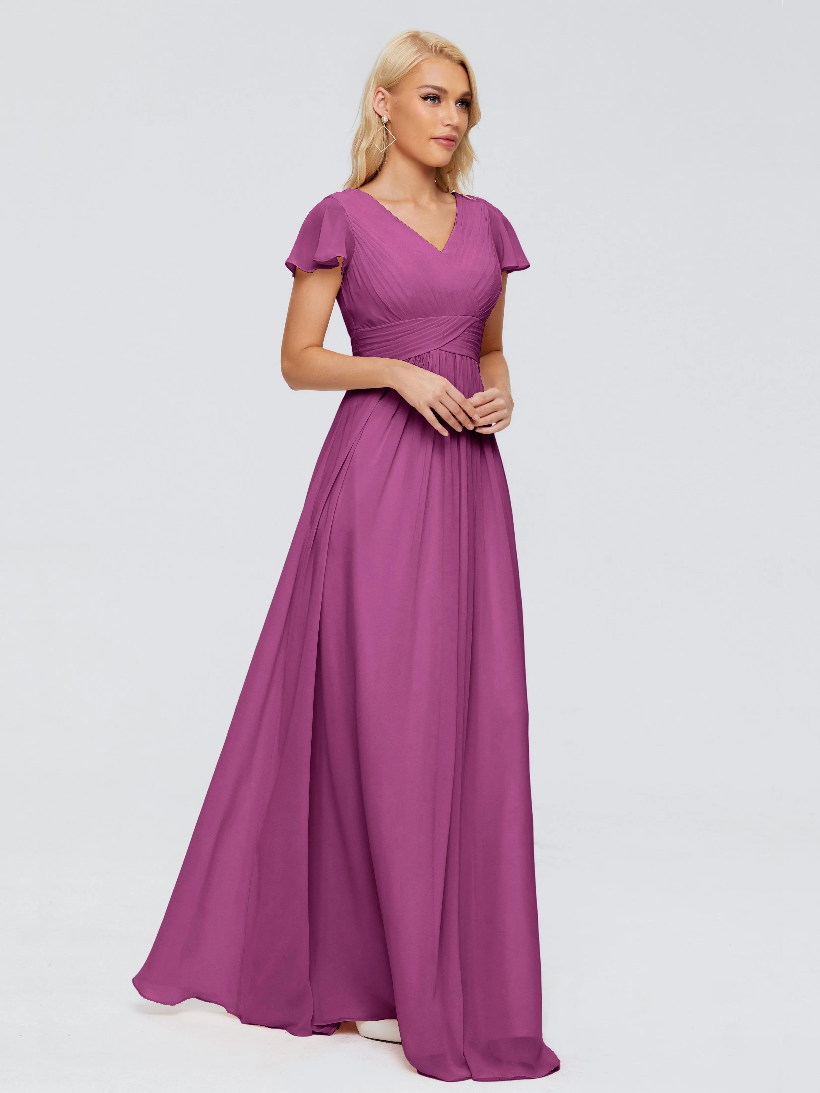 Charlie Cap Sleeves Elegant Chiffon Bridesmaid Dresses