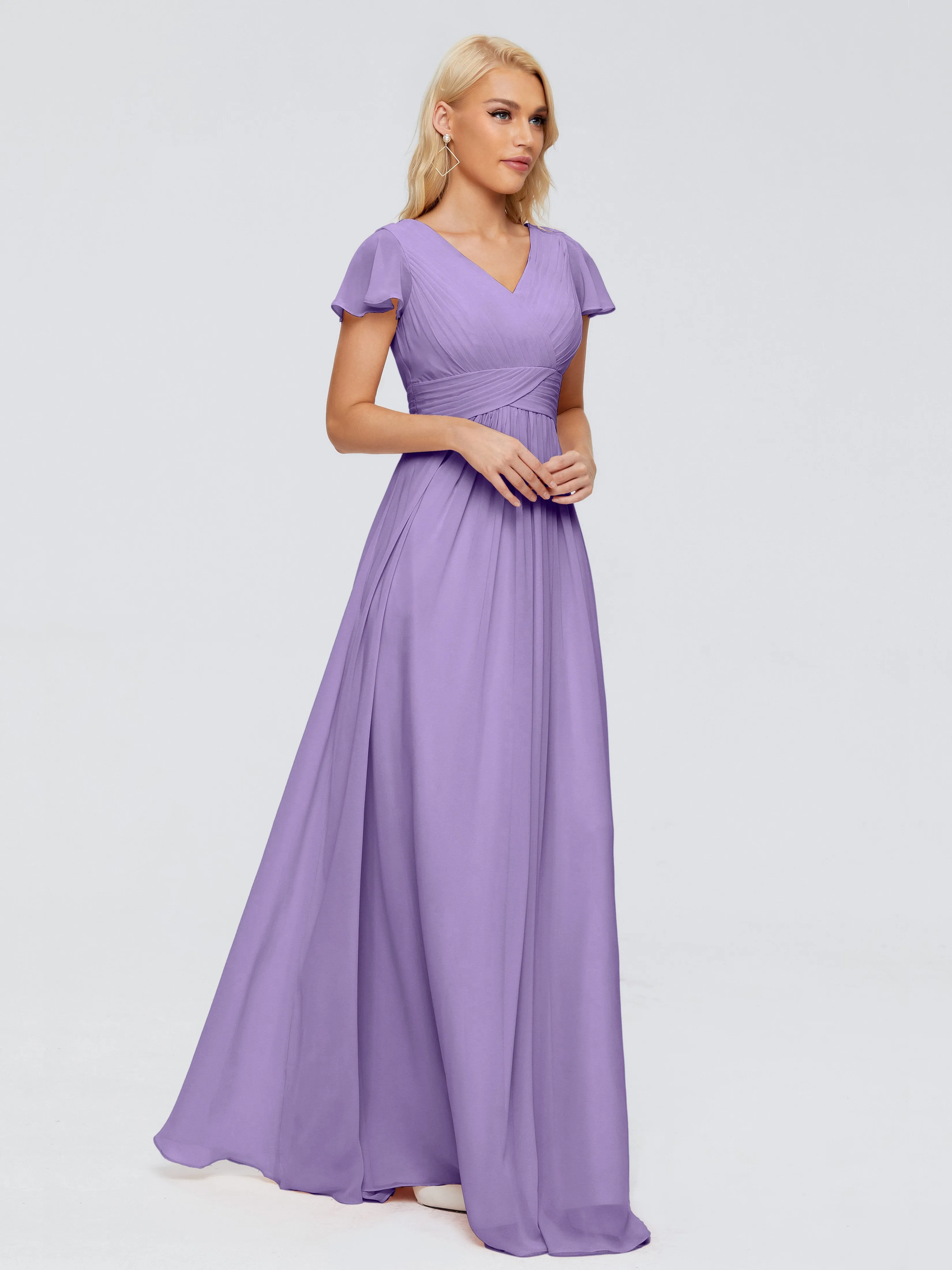 Charlie Cap Sleeves Elegant Chiffon Bridesmaid Dresses