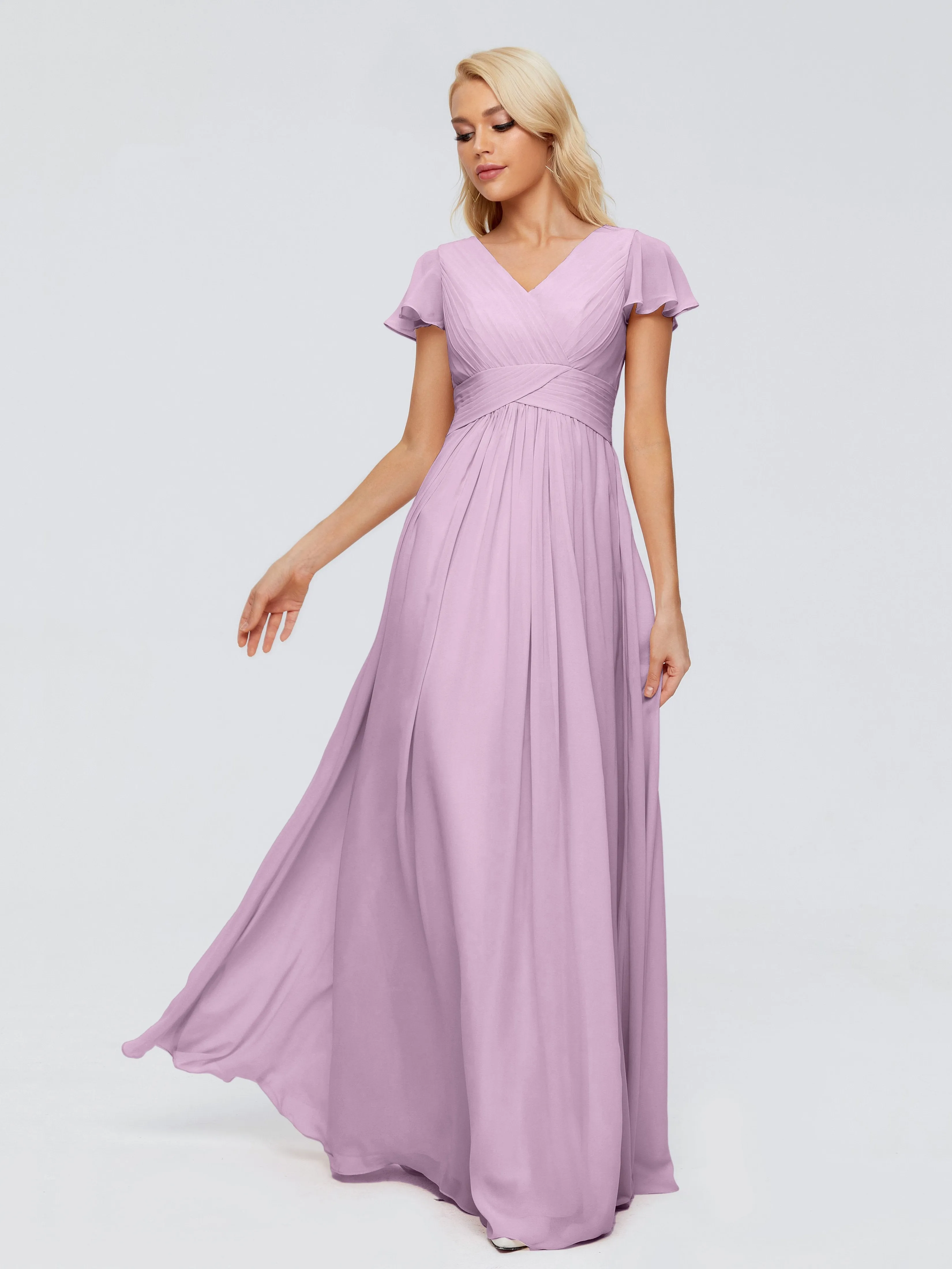 Charlie Cap Sleeves Elegant Chiffon Bridesmaid Dresses
