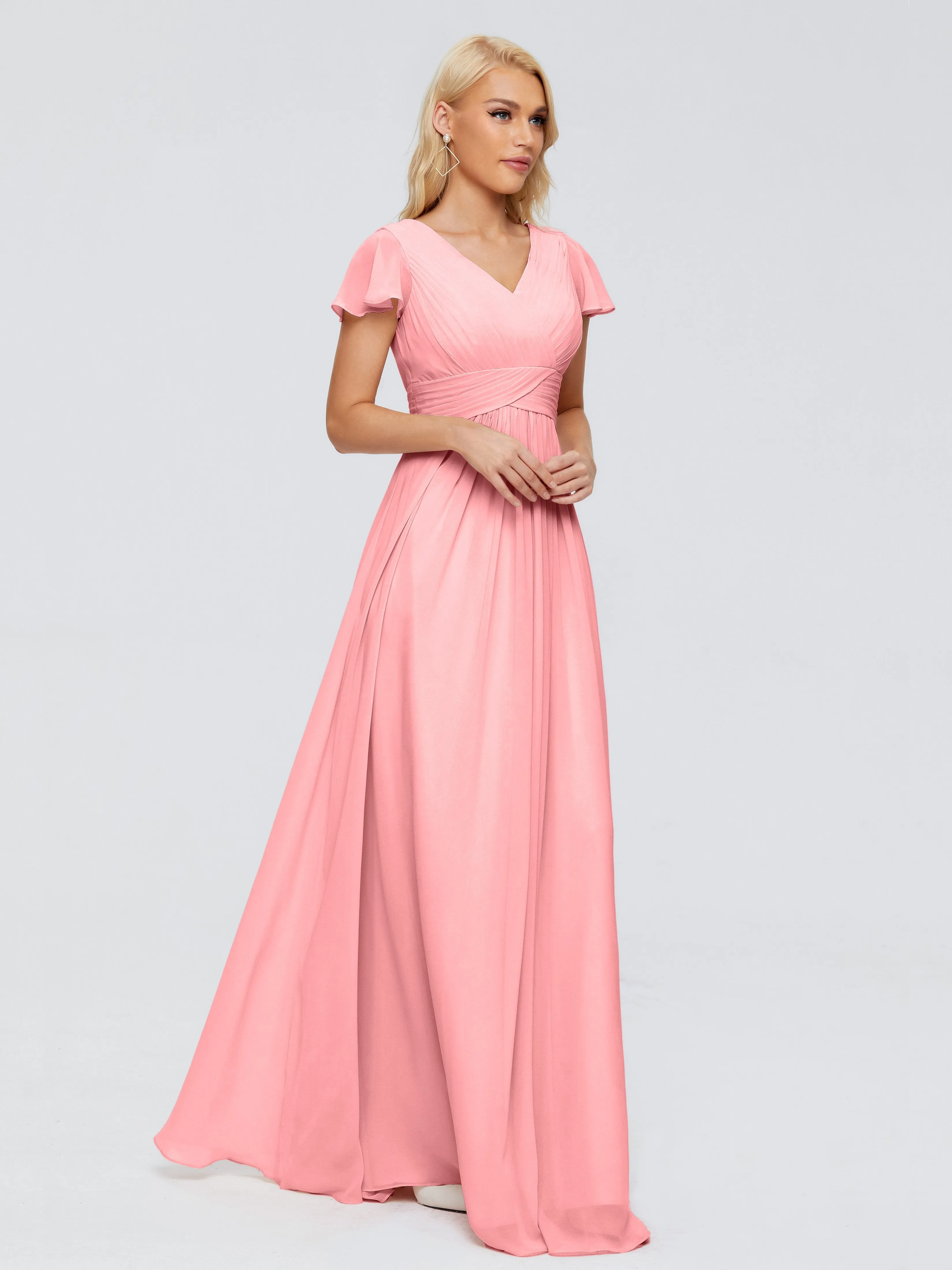Charlie Cap Sleeves Elegant Chiffon Bridesmaid Dresses